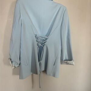 Light Blue Lace-Up Blazer White House Black Market.
